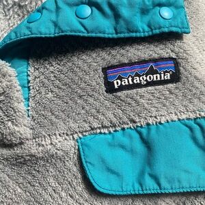 Patagonia Teal and Gray Fleece Jacket